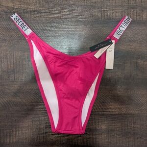 Victoria's Secret Swim Shine Strap Bikini Brazilian Bottom. Wicked Rose. L XL